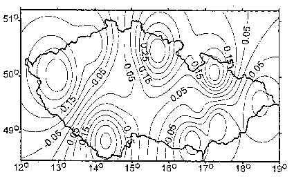 Obr. 3 - Zbytkov rozdly po transformaci S-1952 do S-1942, souadnice x, v metrech