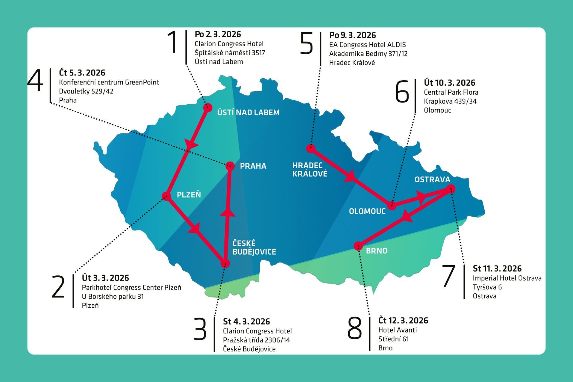 Mapa Leica Tour 2026