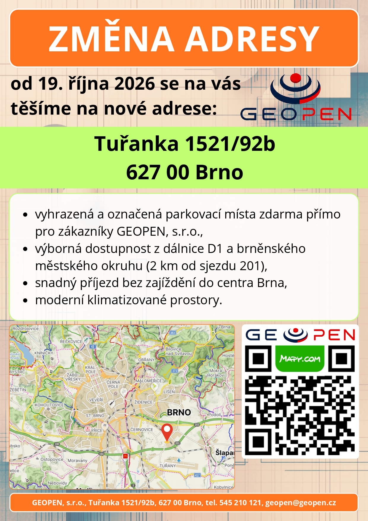 Geopen - adresa od 19. října 2026