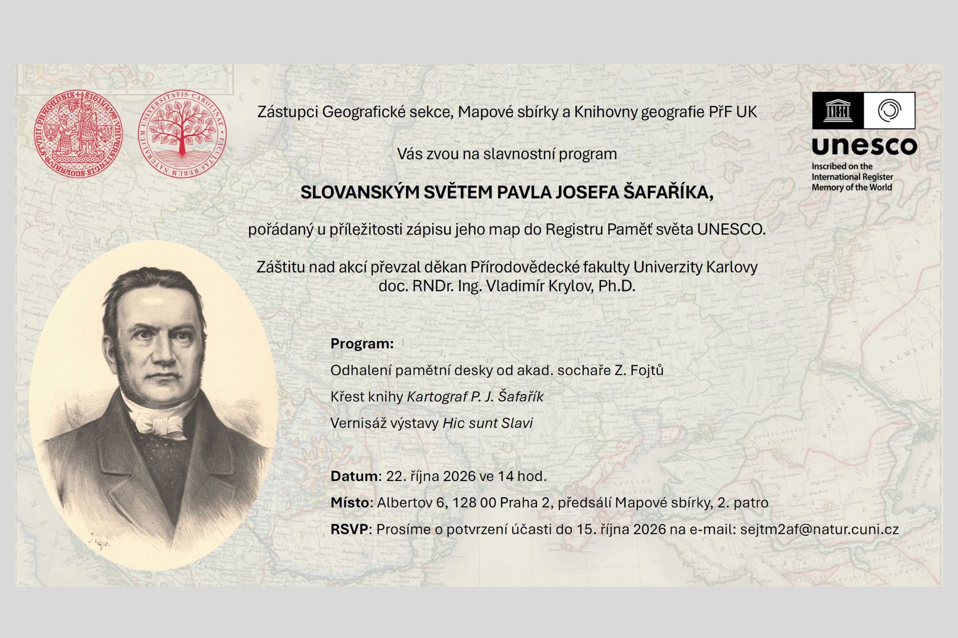 Výstava Hic sunt Slavi, Pavel Josef Šafařík, vernisáž říjen 2026
